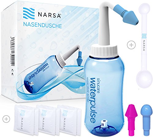 NARSA® Nasendusche + Nasenspülsalz + Dosierlöffel + 3 Aufsätze