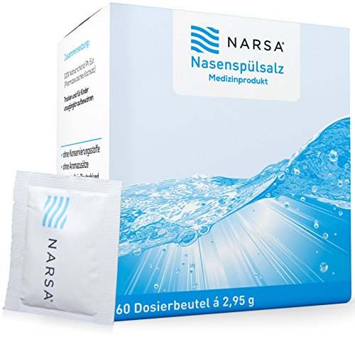 NARSA® Nasenspülsalz 60stk zur Reinigung der Nase bei Erkältung / Allergie / Trockener Nase / Nasendusche / Nasenreinigung / Nasenreiniger / Nasensalz / Salz / Nasenspülung bei Schnupfen